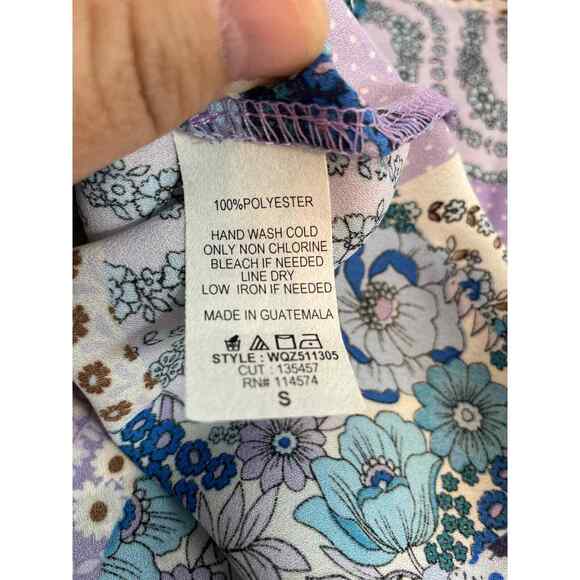 Anthropologie Blouse Small Purple Patchwork Cottage Core Modest Office NWT - Picture 6 of 6